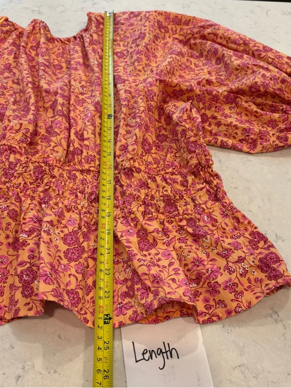 Old Navy Floral Puff-Sleeve Peplum Blouse Womens 2X‎ V-neck Smocked Cottagecore